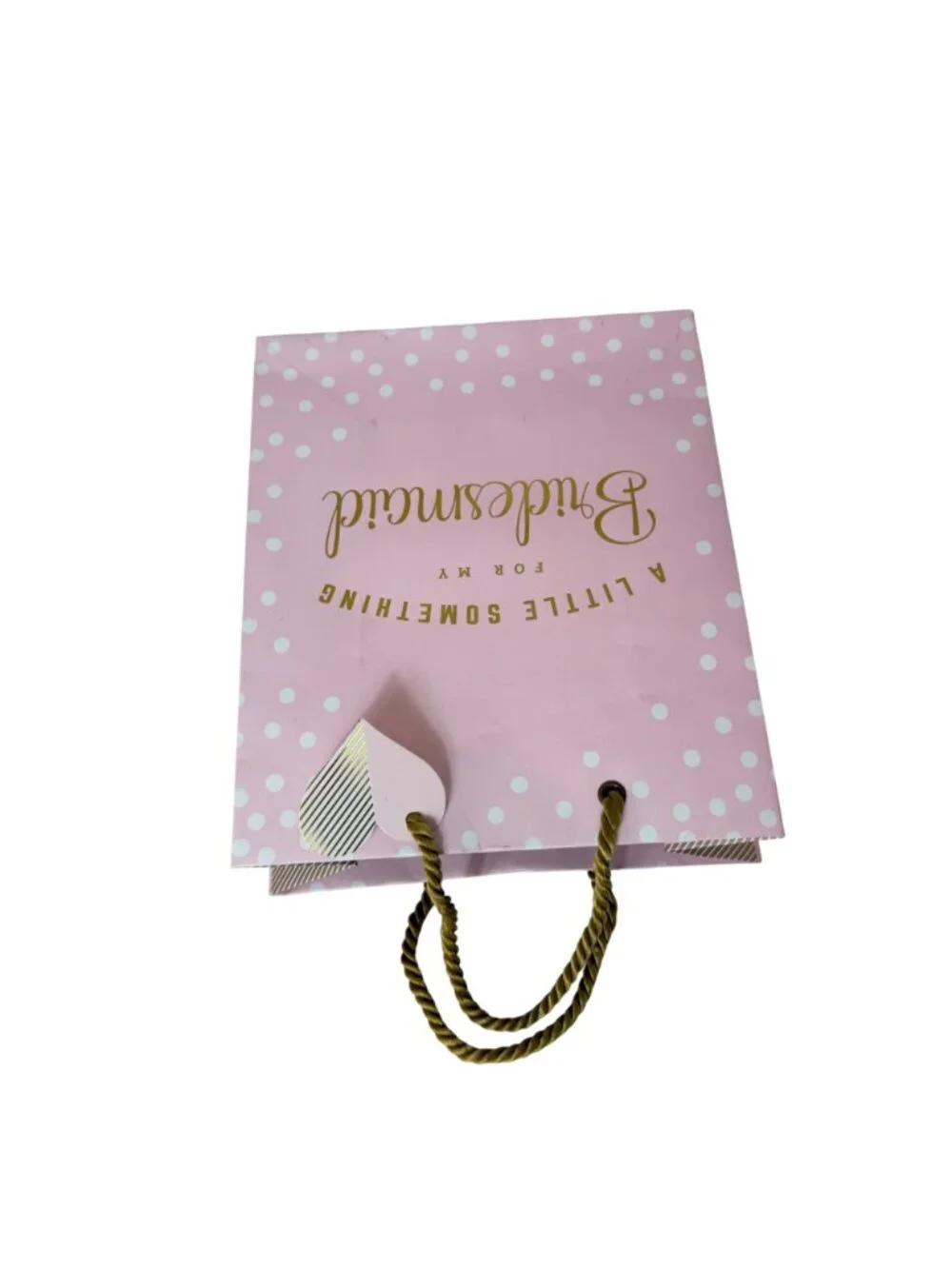 Bridesmaid Gift Bags Set of 6 Pink Polka Dot Bridal Shower Wedding Favor